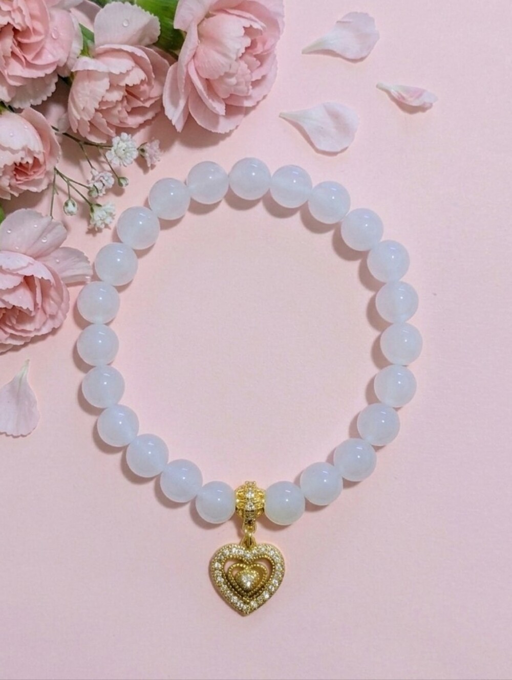 Agate Bracelet With Cubic Zirconia Charm